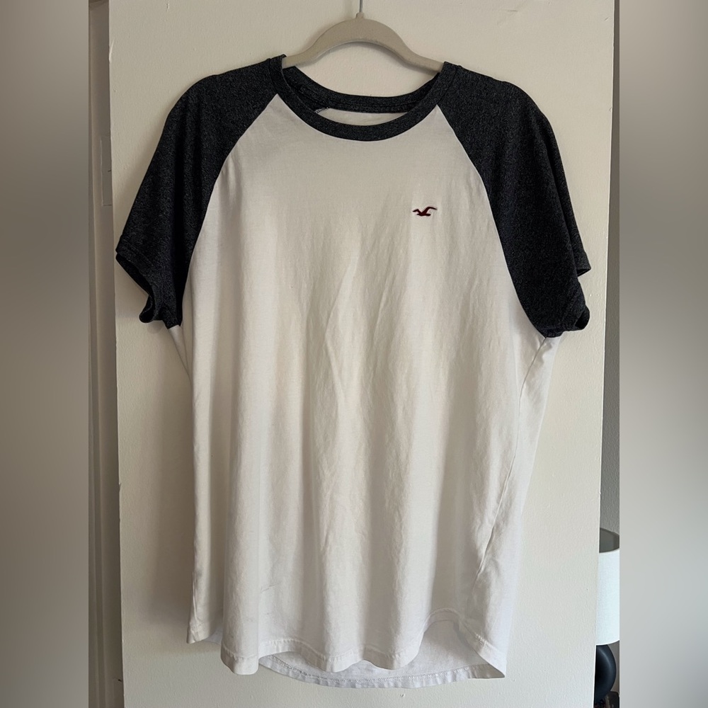 Hollister Men's White Heathered Blue Short Sleeve Tee